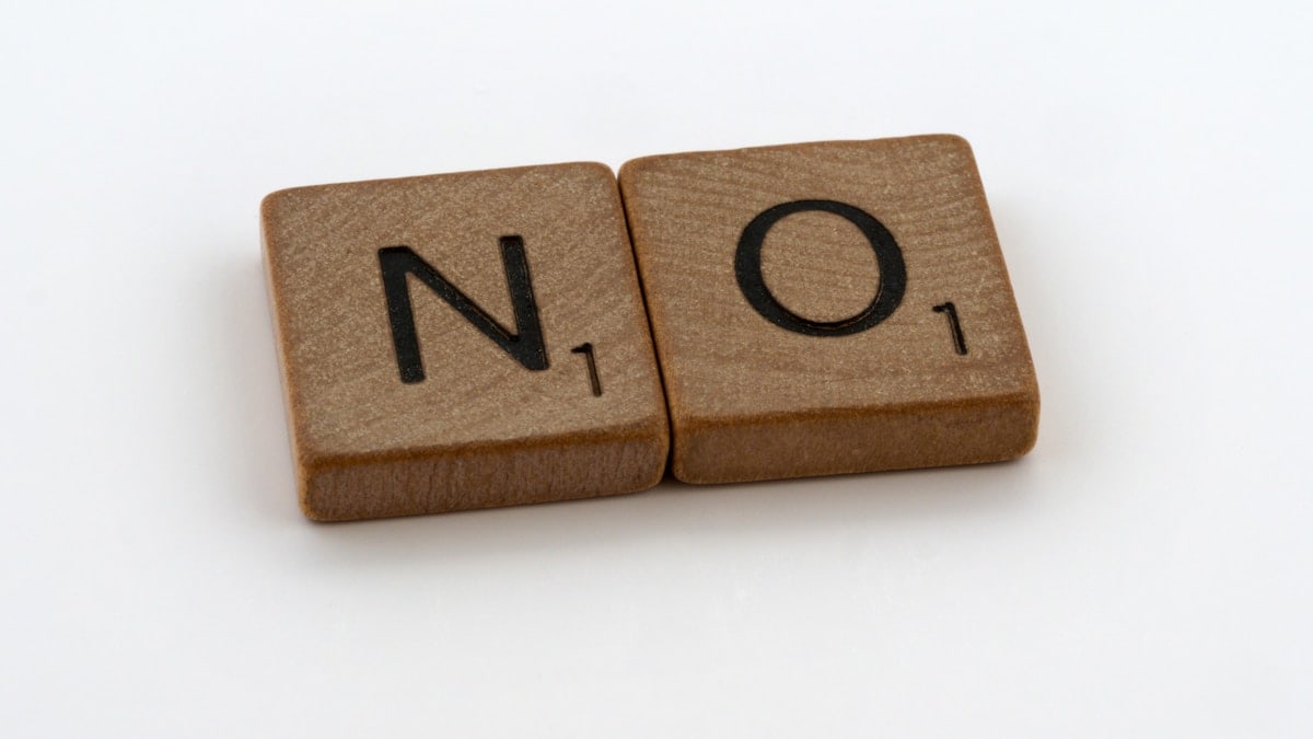 scrabble tiles, tiles, scrabble, white background, letters, lettering, typography, wood tiles, wooden tiles, words, phrases, no, just say no, forbid, stop, negative, no means no, boundaries